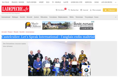 Article de la D?p?che : Castelculier. Let's Speak International : l'anglais enfin ma?tris?